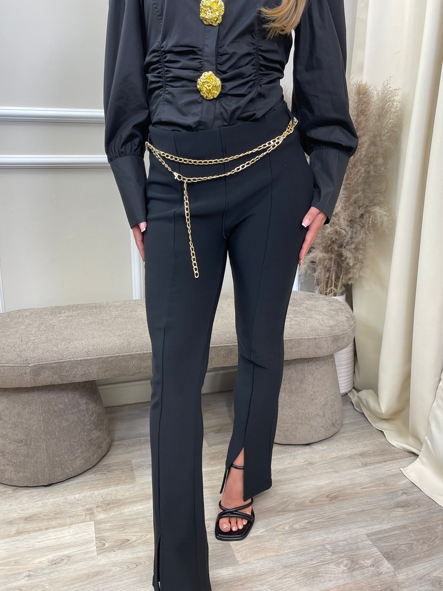 SPLIT HEM TROUSERS WITH BELT