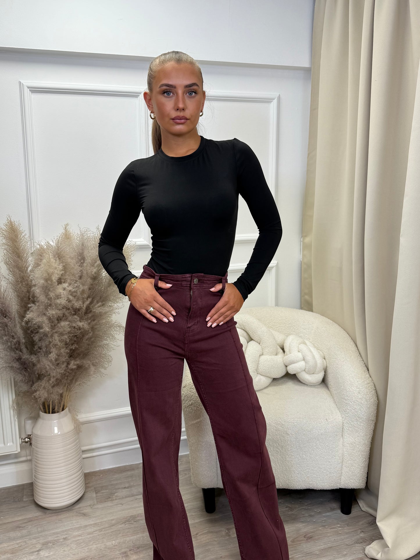 Seam Front Wide Leg Jeans