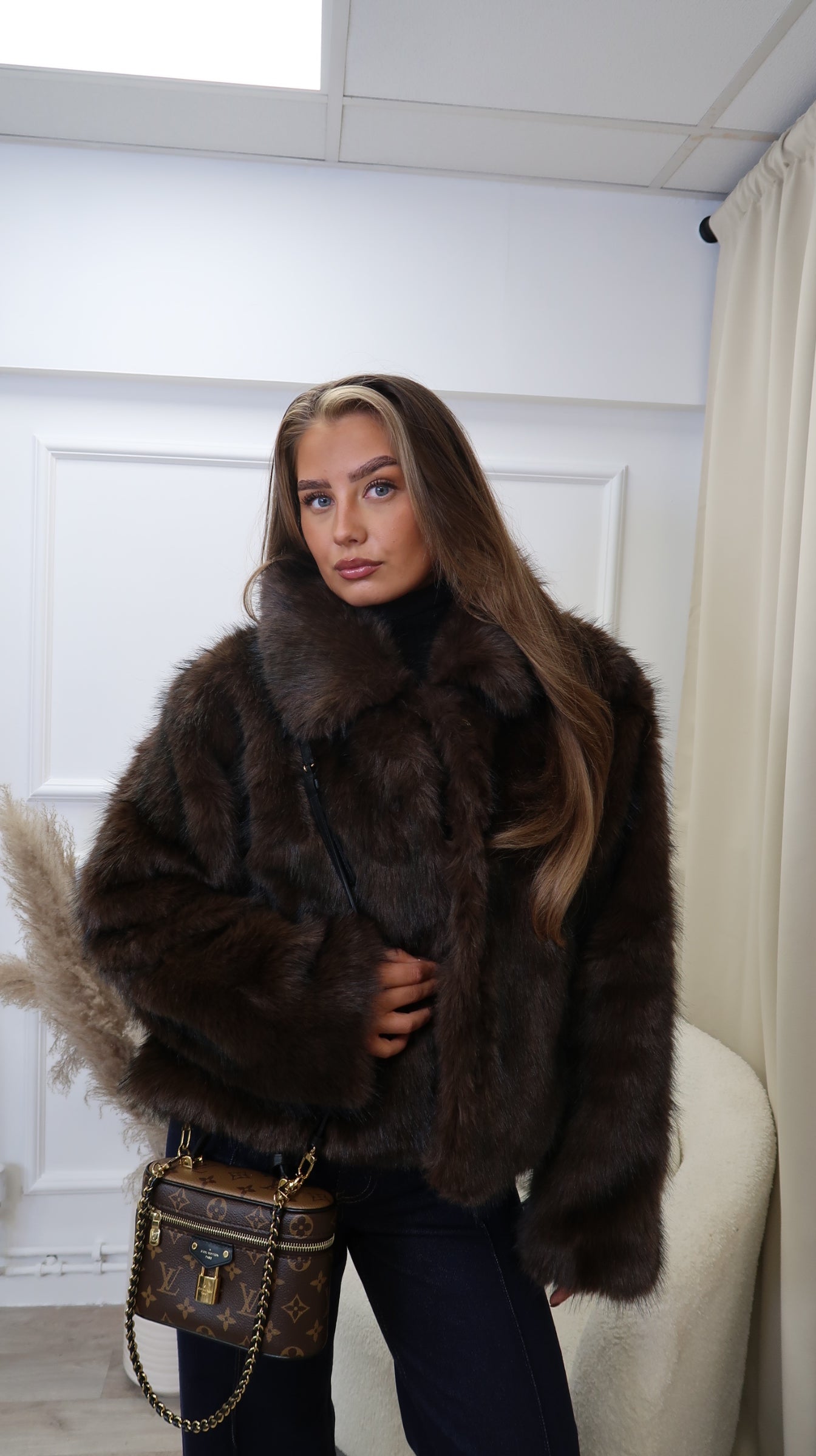ELLA” Chocolate Faux Jacket