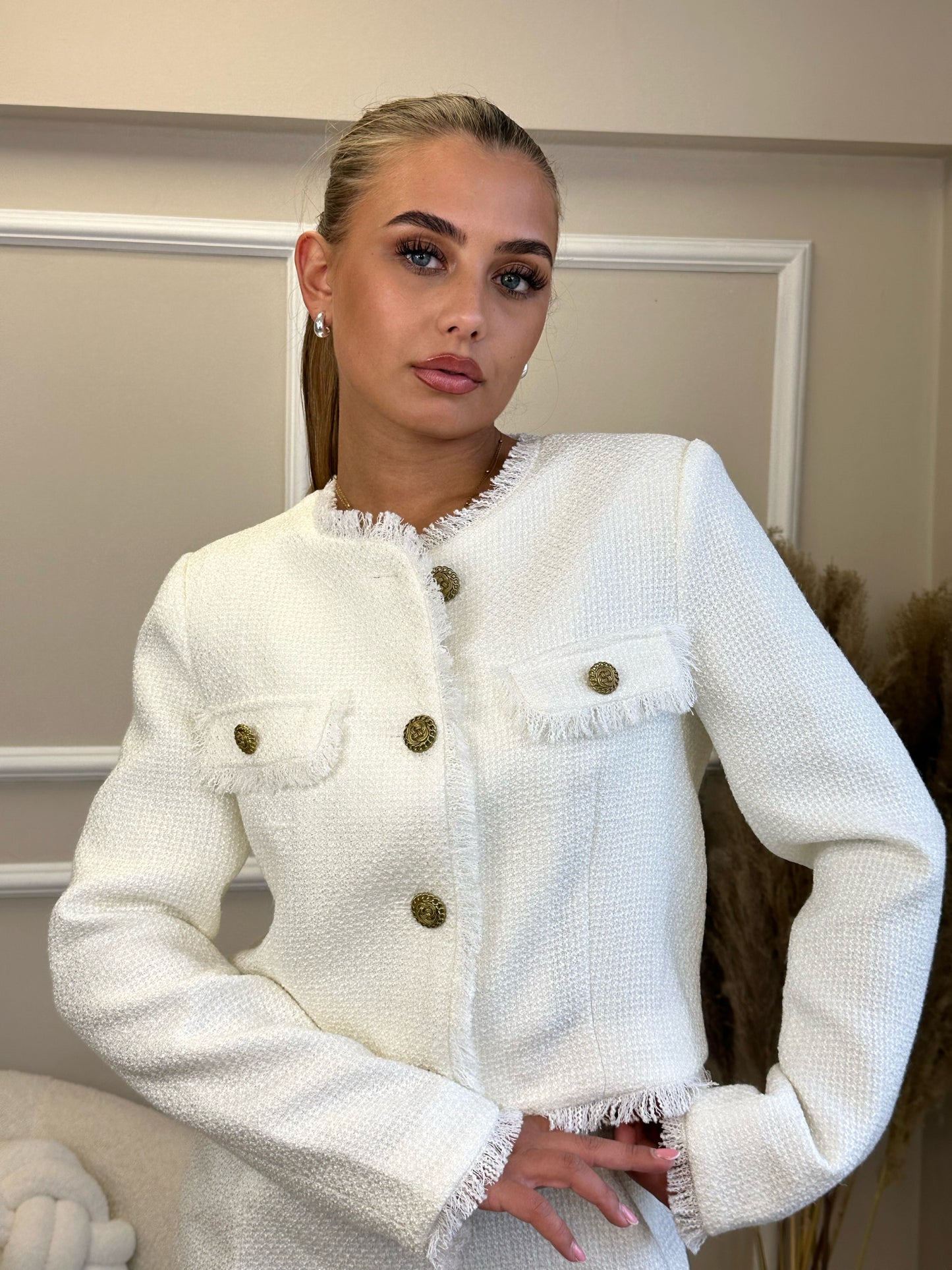 MIMI” TWEED CO-ORD WHITE