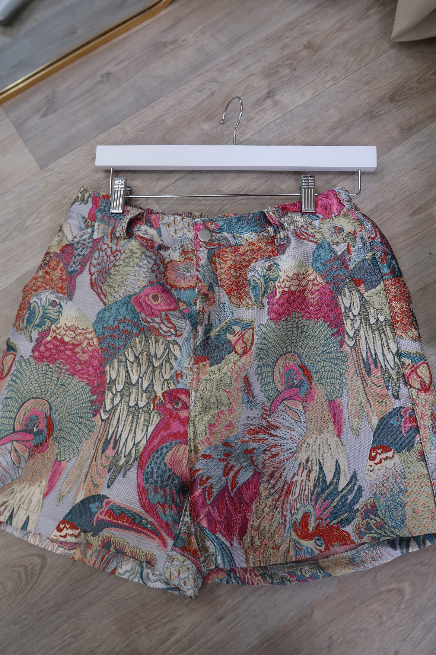 Jacquard Bird Print Tailored Shorts