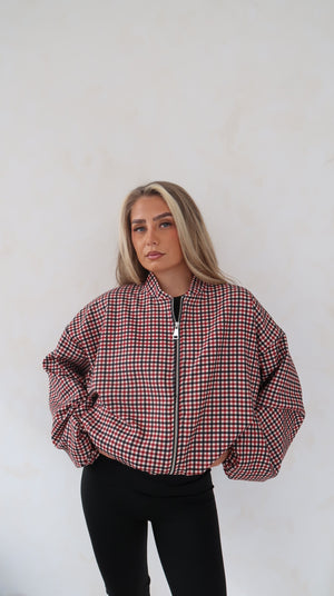 Gingham lightweight zip up jacket