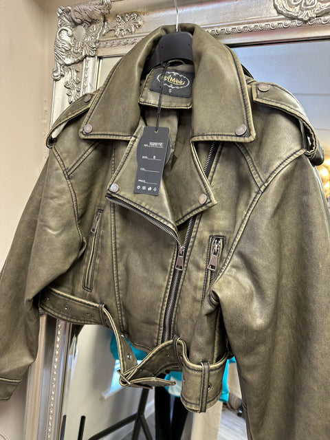 MOLLIE” faux leather biker Jacket