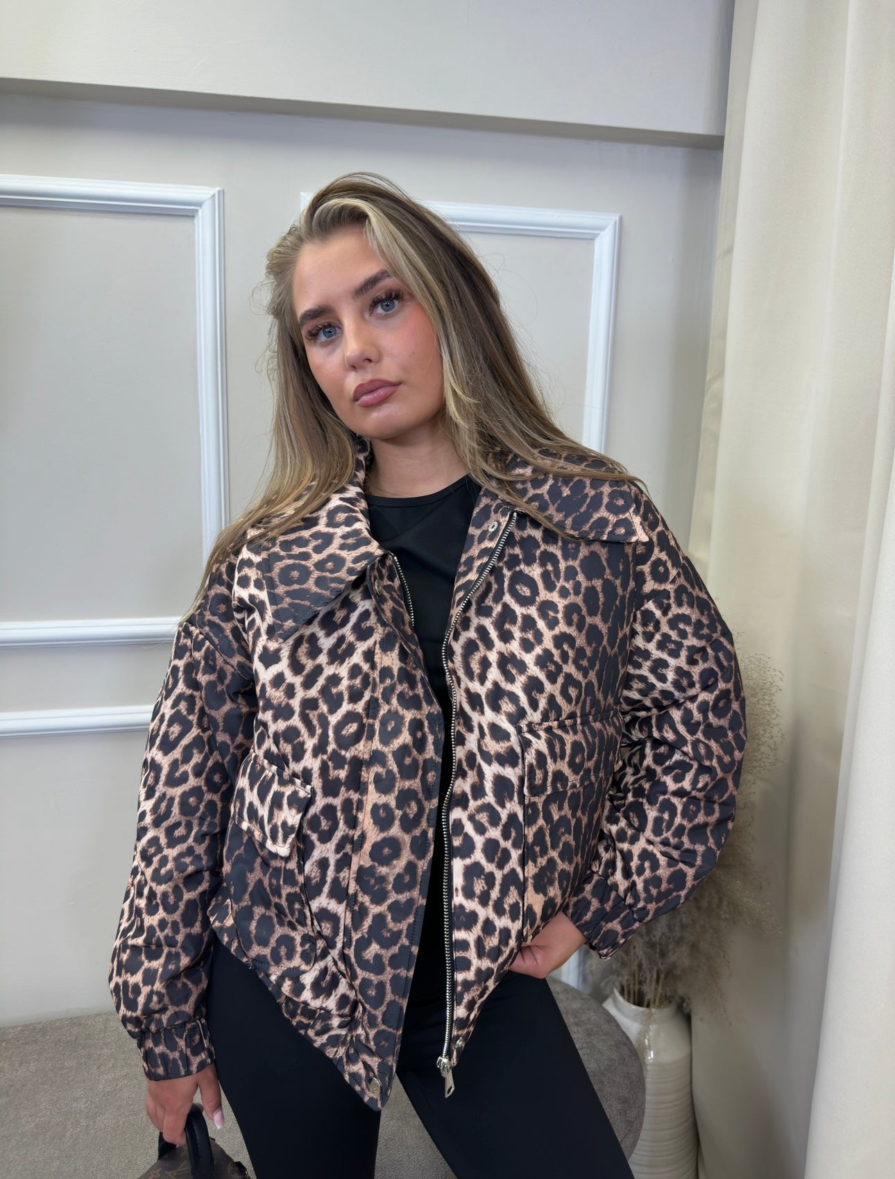 LEOPARD PRINT PUFFER JACKET