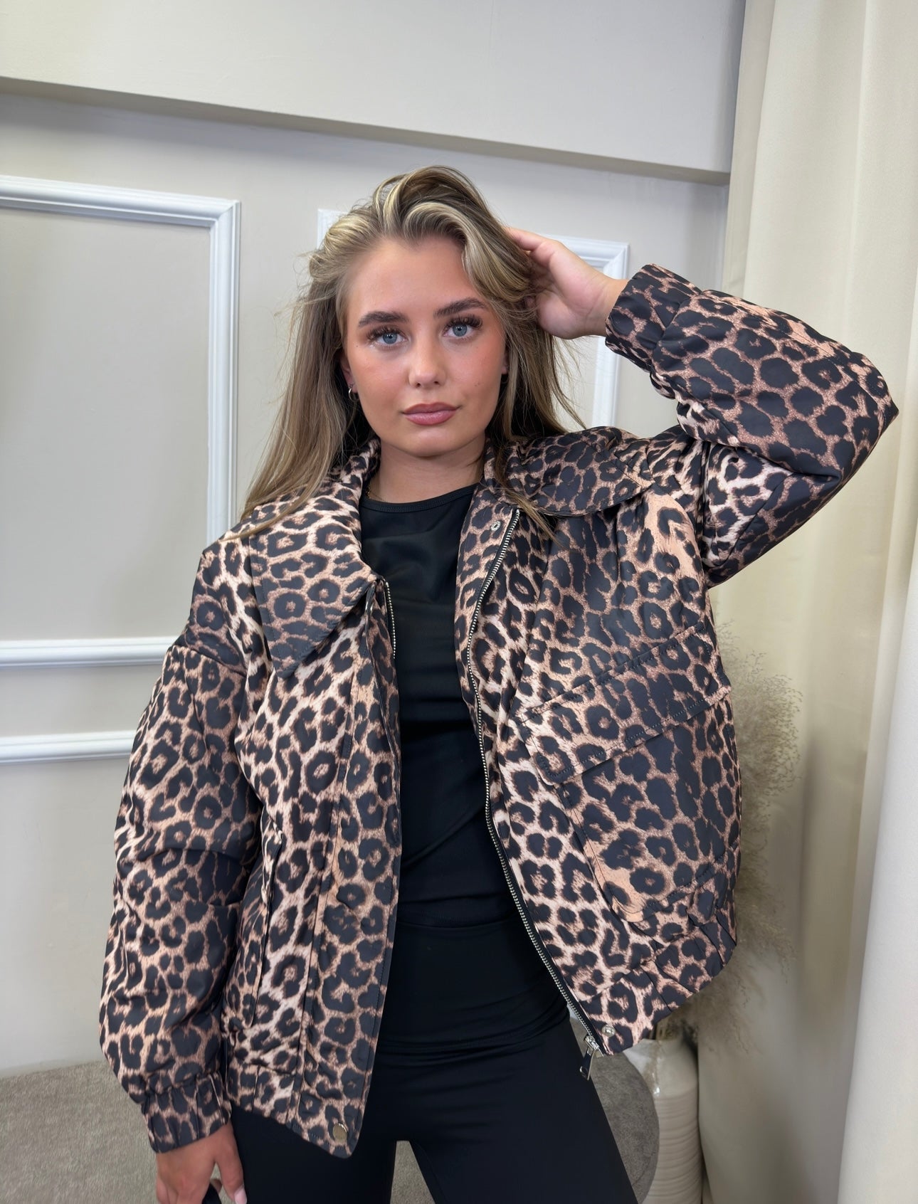 LEOPARD PRINT PUFFER JACKET