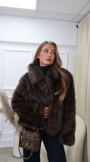 ELLA” Chocolate Faux Jacket