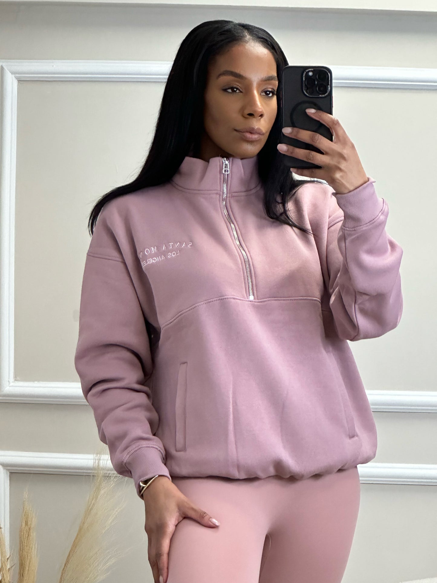 SANTA MONICA 1/4 ZIP JUMPER MAUVE