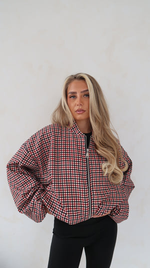 Gingham lightweight zip up jacket