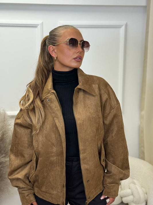 NALA” Faux Suede Bomber Jacket