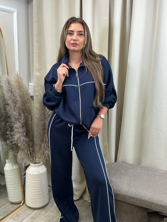 Blue Piped Jogger Set