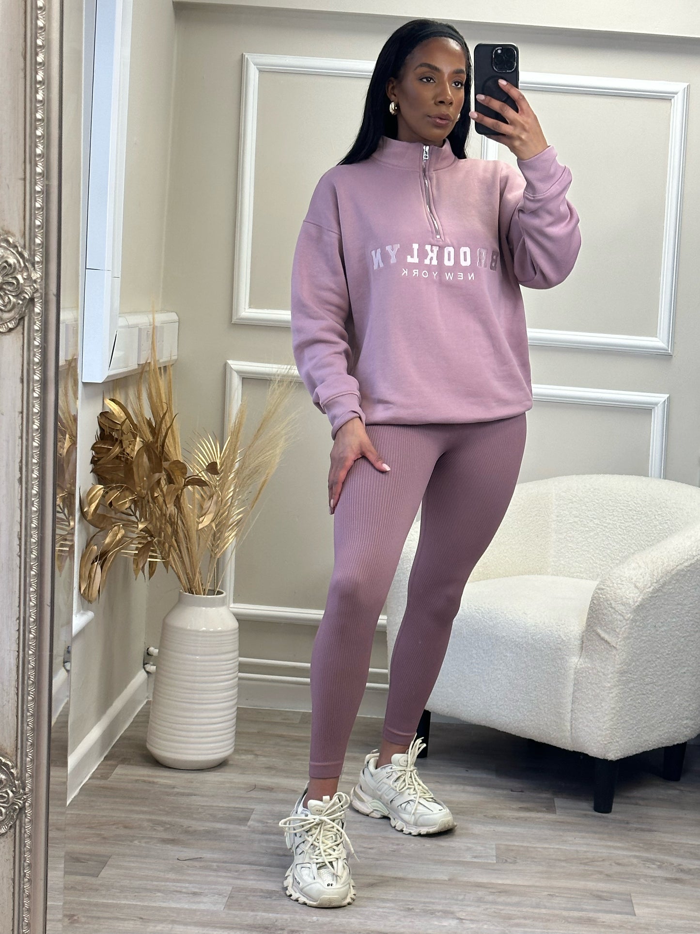 BROOKLYN 1/4 ZIP JUMPER MAUVE