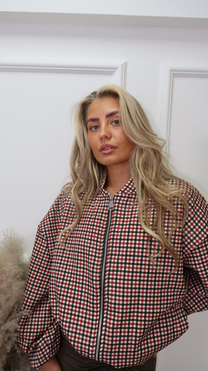 Gingham lightweight zip up jacket