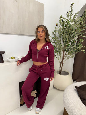 Burgundy logo hoodie & jogger Set