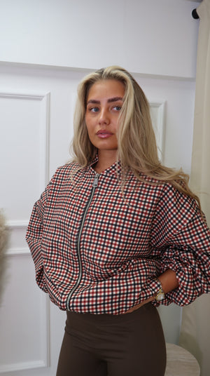 Gingham lightweight zip up jacket