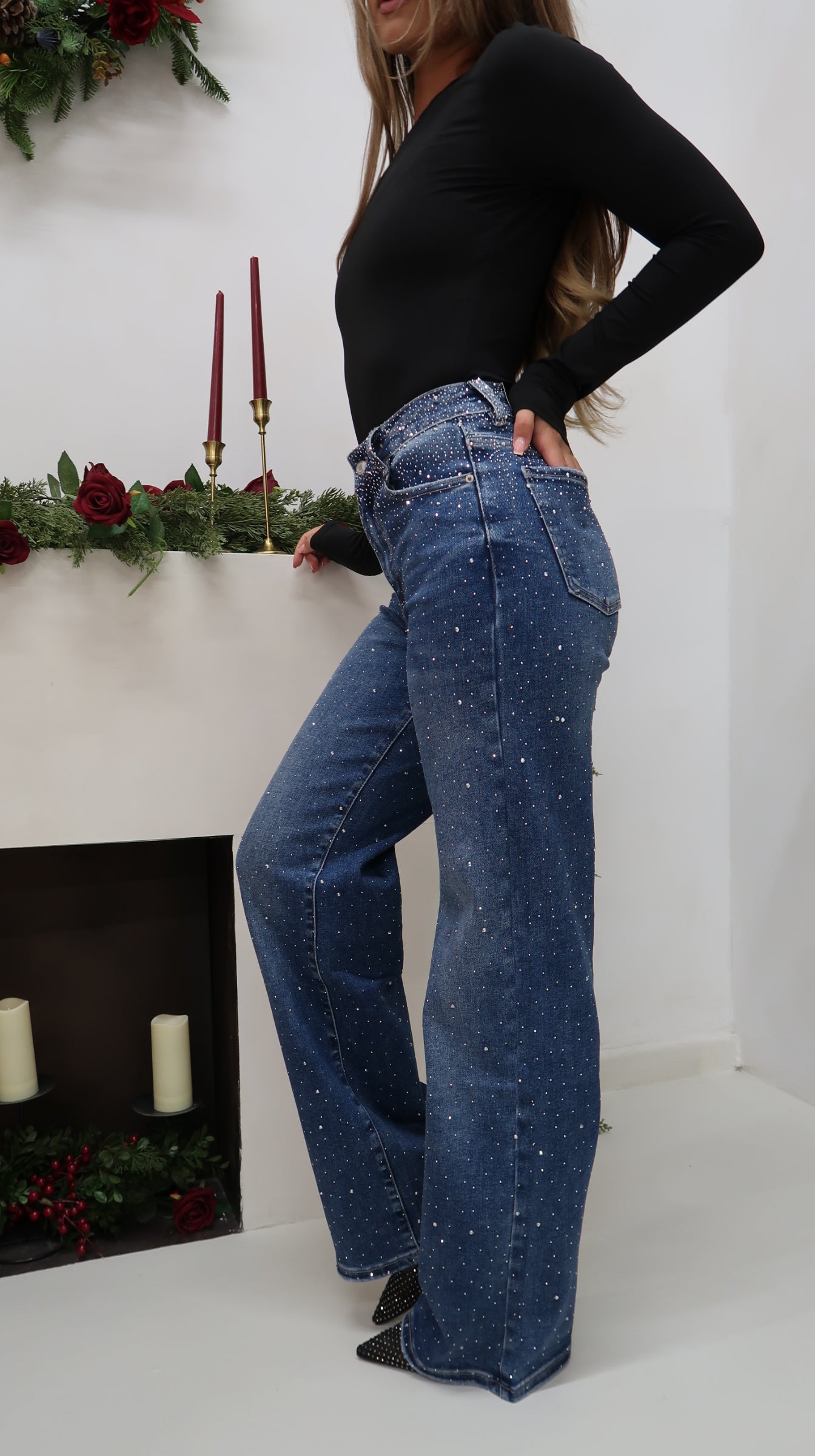 Viral Sequin Stretchy Jeans - regular leg
