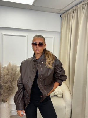Faux Leather Bomber Jacket