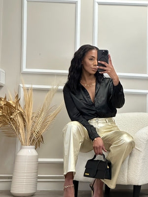 STRAIGHT LEG METALLIC JEANS